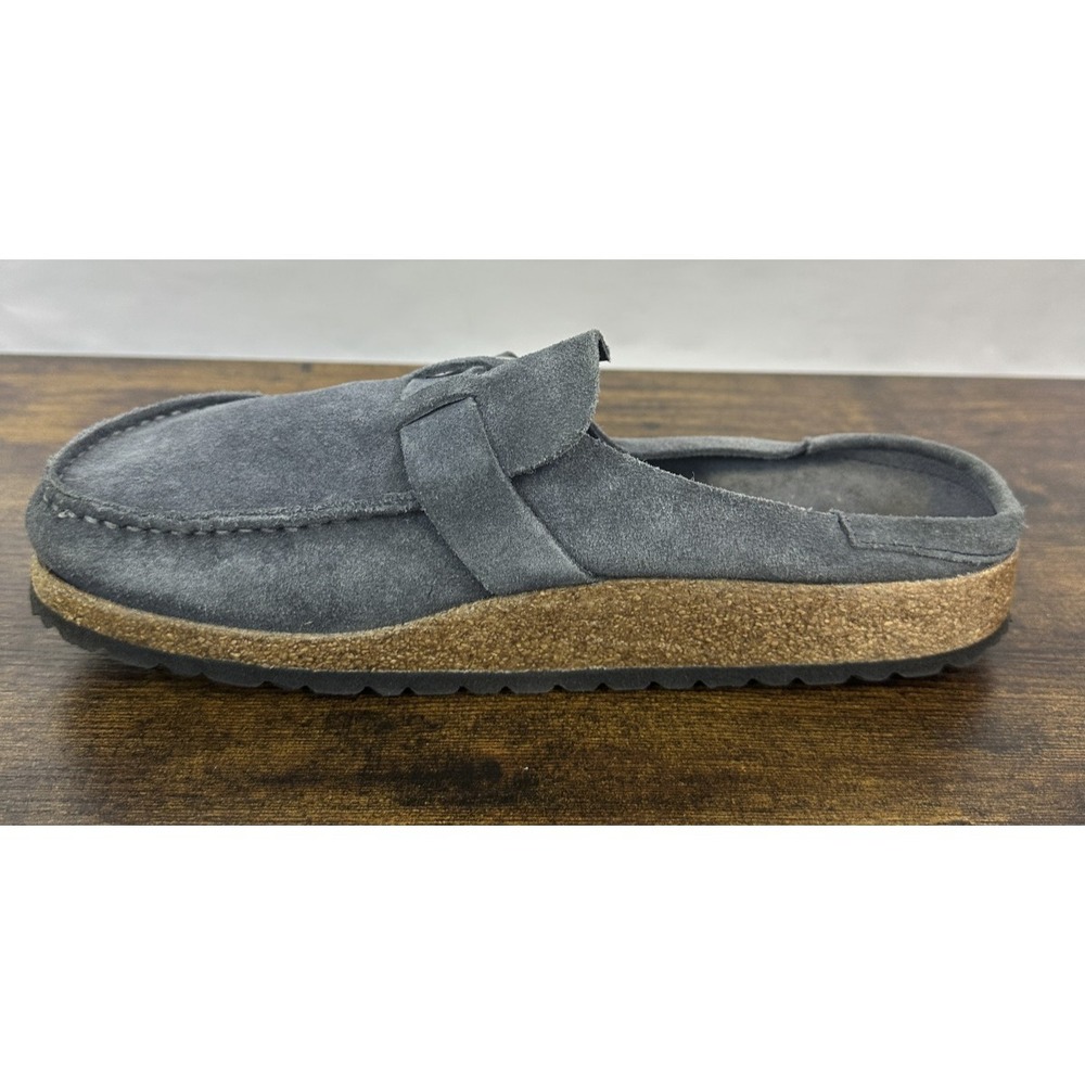 Birkenstock Buckley Blue Grey Suede Clog Cork Shoes Size 41 Women's 10 Men's 8 - Picture 2 of 14